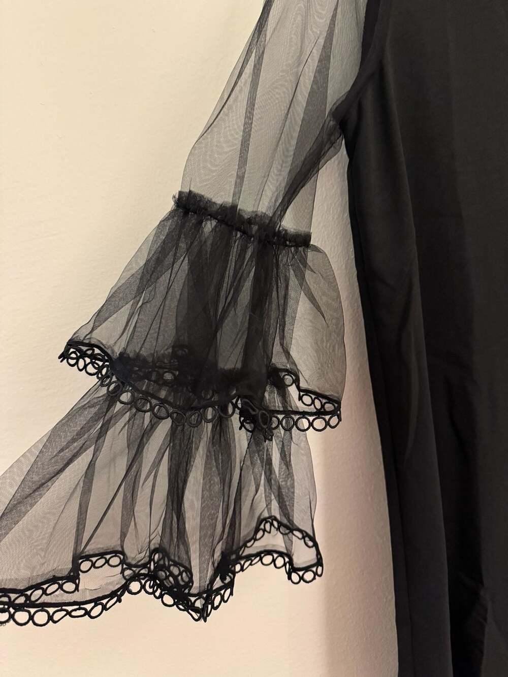 JODIFL NWT Black Tank Sheer Ruffle Net Sleeve Shift Dress - Picture 3 of 6